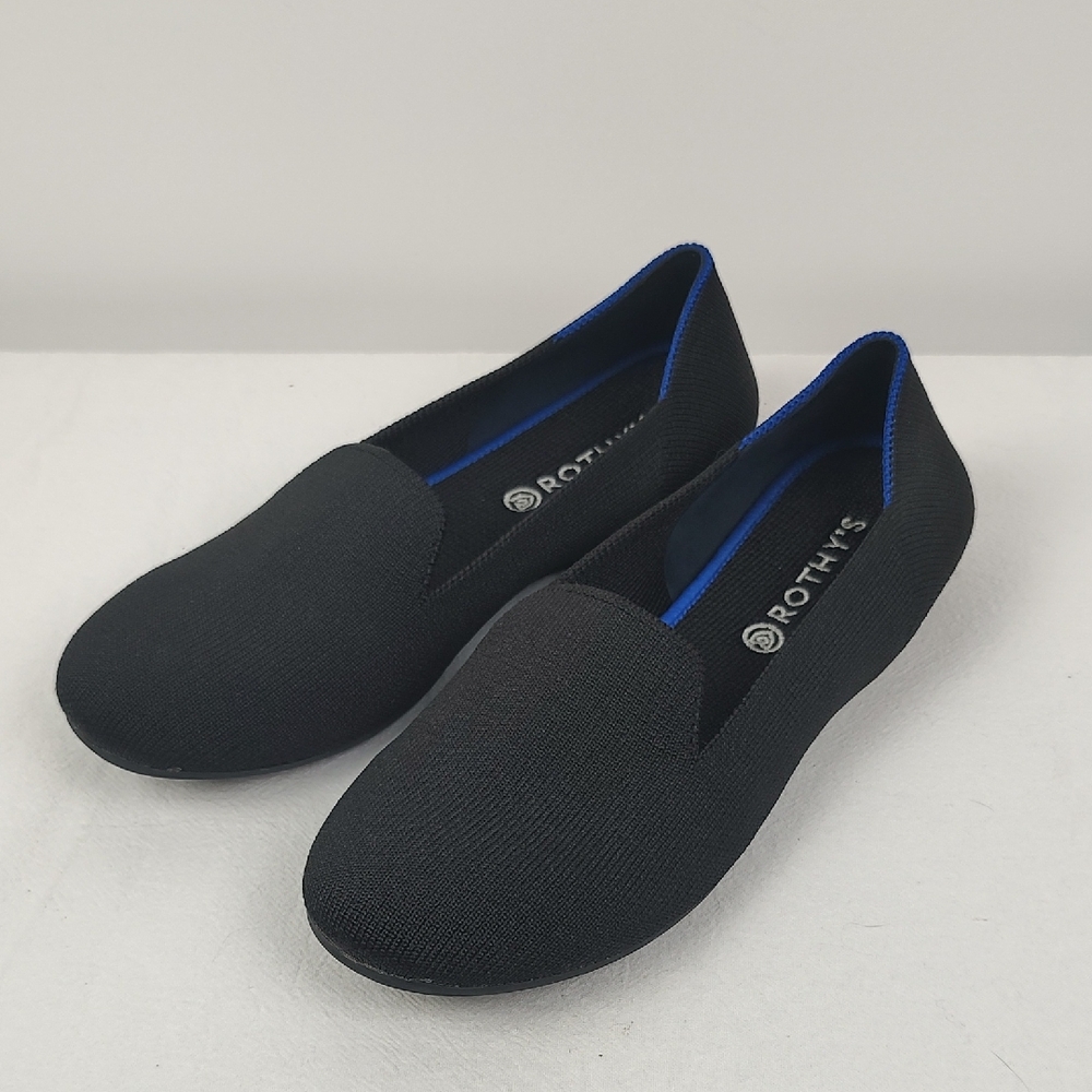 Size 4K kids Rothy's Black Loafers Slip-Ons Minimalist Design EUC